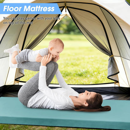 3 Inch Memory Foam Camping Pad, Camping Essentials Roll Up Floor Mat for Car Camping, Cot, Tent, Truck, Travel and Guest Use, Non-Slip Waterproof Bottom, Removable Cover