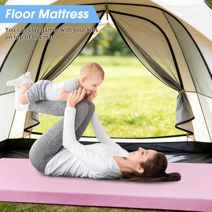 3 Inch Memory Foam Camping Pad, Camping Essentials Roll Up Floor Mat for Car Camping, Cot, Tent, Truck, Travel and Guest Use, Non-Slip Waterproof Bottom, Removable Cover