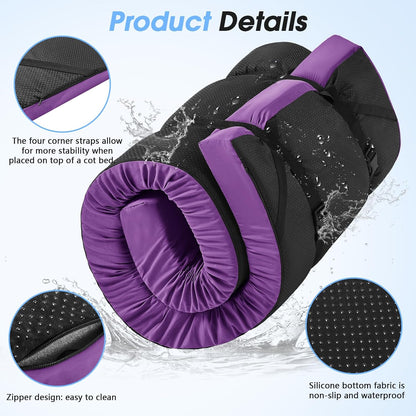 3 Inch Memory Foam Camping Pad, Camping Essentials Roll Up Floor Mat for Car Camping, Cot, Tent, Truck, Travel and Guest Use, Non-Slip Waterproof Bottom, Removable Cover