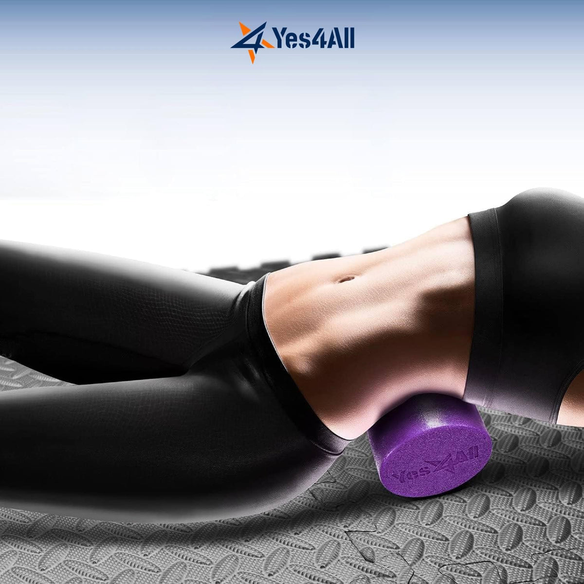 Medium Firm Round PE Foam Roller 12, 18, 24, 36 Inches for Pilates, Yoga, Stretching, Balance & Core Exercises