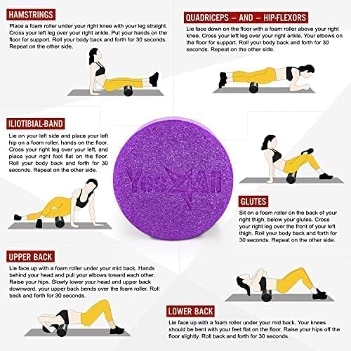 Medium Firm Round PE Foam Roller 12, 18, 24, 36 Inches for Pilates, Yoga, Stretching, Balance & Core Exercises