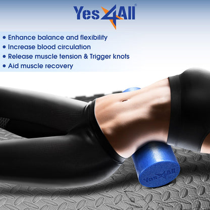 Medium Firm Round PE Foam Roller 12, 18, 24, 36 Inches for Pilates, Yoga, Stretching, Balance & Core Exercises