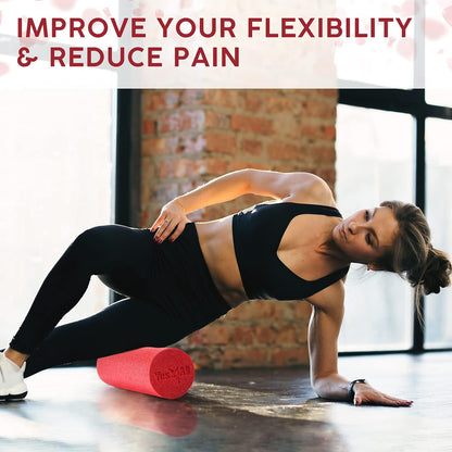 Medium Firm Round PE Foam Roller 12, 18, 24, 36 Inches for Pilates, Yoga, Stretching, Balance & Core Exercises
