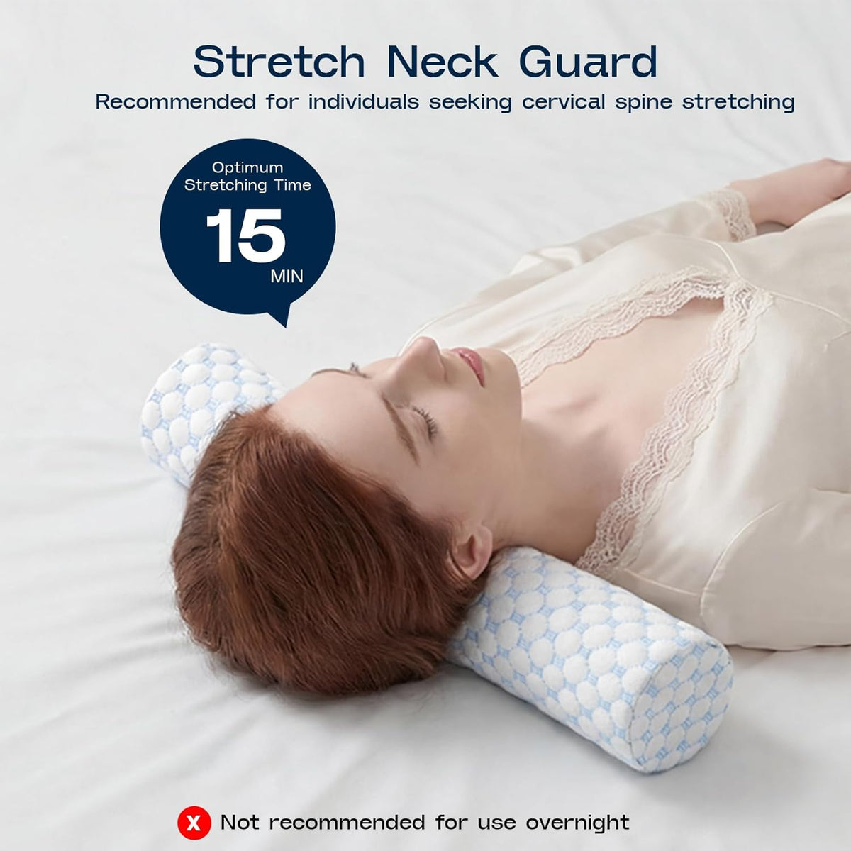 Neck Roll Pillow, Memory Foam Neck Support Pillows, Round Neck Pillows, Cylinder Bolster Pillows for Bed, Couch, and Yoga, Removable Washable Cover,18 * 4.1 * 4.1inch (Cool-Blue)