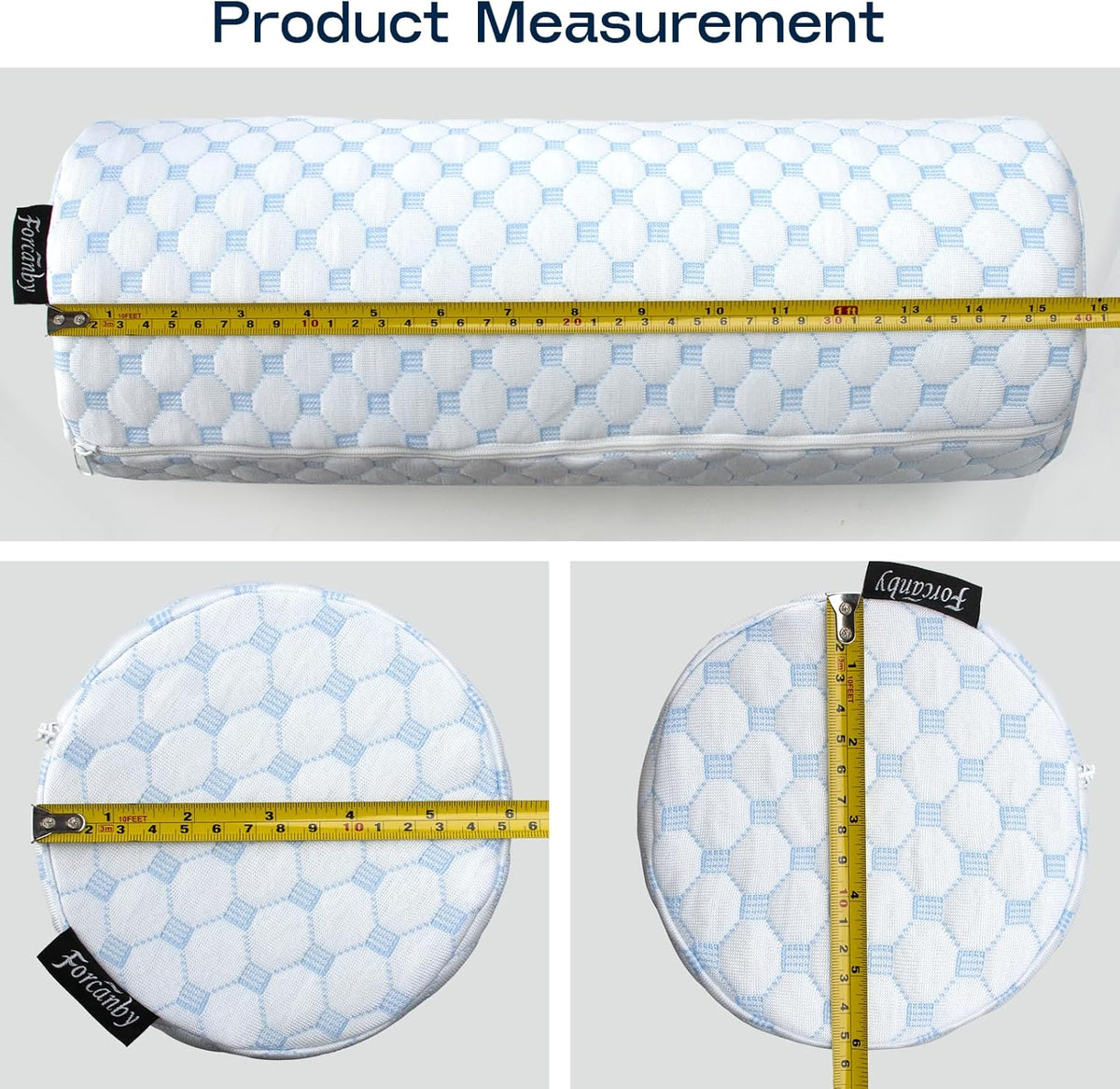 Neck Roll Pillow, Memory Foam Neck Support Pillows, Round Neck Pillows, Cylinder Bolster Pillows for Bed, Couch, and Yoga, Removable Washable Cover,18 * 4.1 * 4.1inch (Cool-Blue)