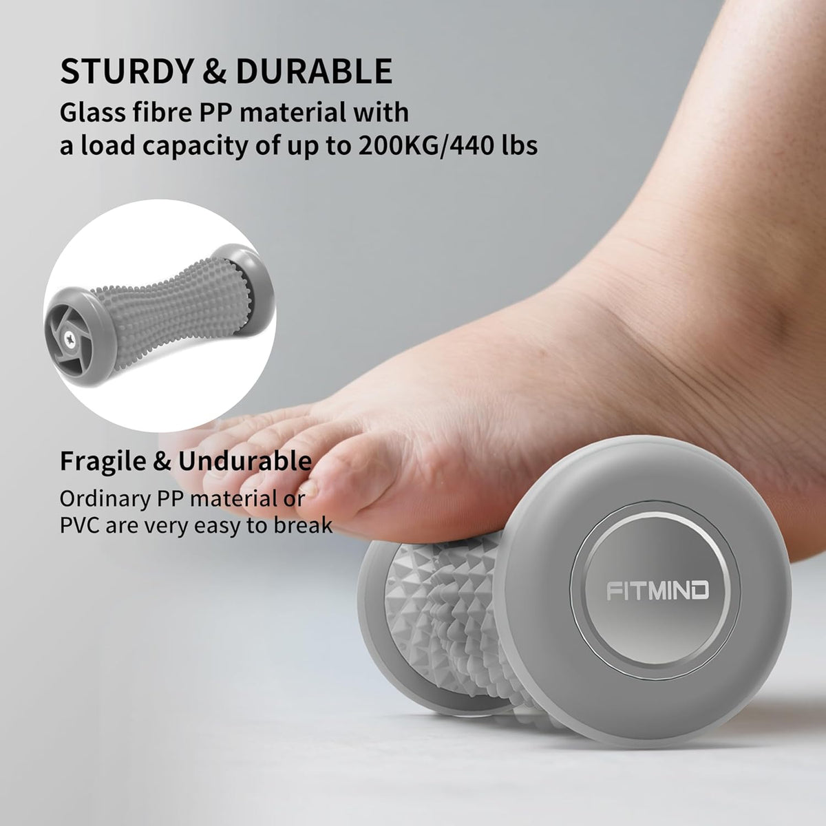 Foot Roller Massager for Plantar Fasciitis Relief, Portable Silent Deep Tissue Massager Tool for Arch and Heel Pain-Blue