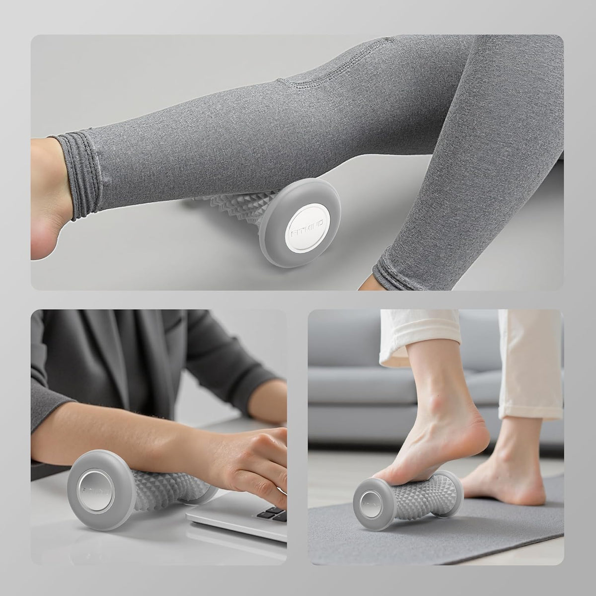 Foot Roller Massager for Plantar Fasciitis Relief, Portable Silent Deep Tissue Massager Tool for Arch and Heel Pain-Blue