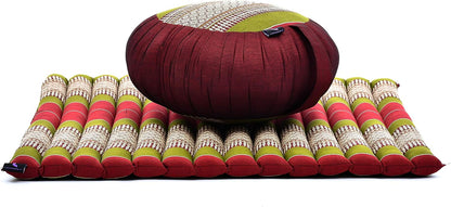 Meditation Cushion Set – 1 Round Zafu Meditation Pillow and 1 Square Roll-Up Zabuton Meditation Mat, Pillows Bundle Filled with Kapok