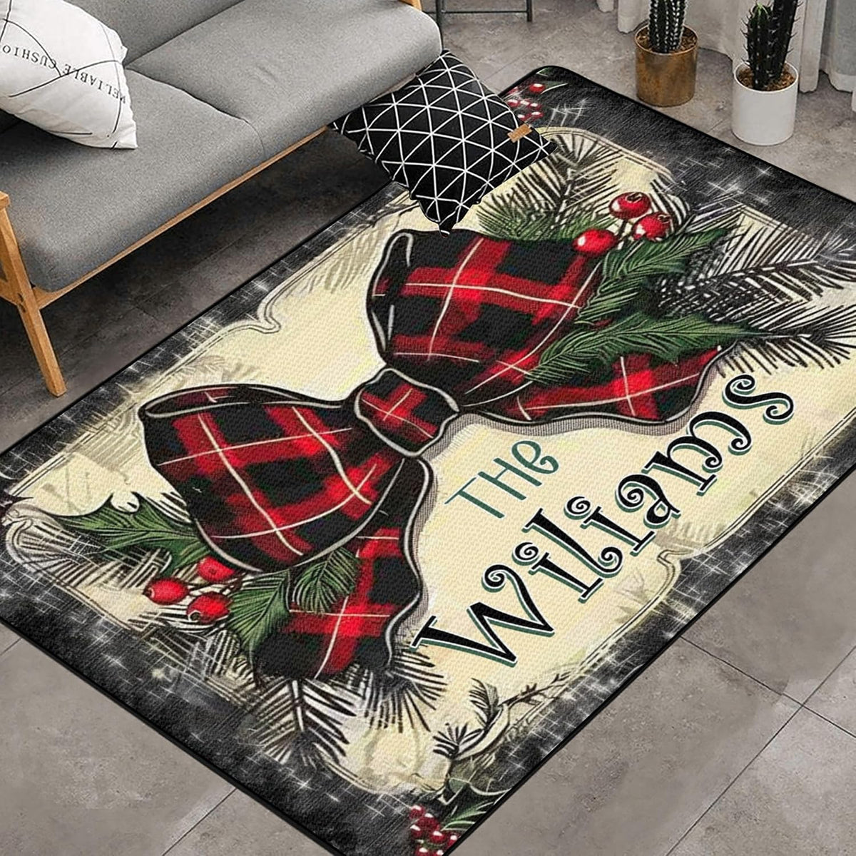 Personalized Family Name Initials Monogram Pink Rug, Shining Butterfly Printed Carpets for Girls Kids Butterfly Theme Living Room Indoor Bedroom Decor 5'×7' Soft Polyester Yoga Mat