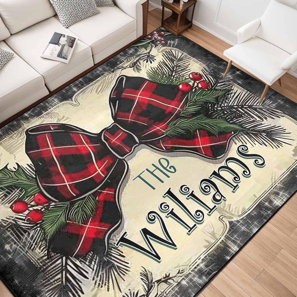 Personalized Family Name Initials Monogram Pink Rug, Shining Butterfly Printed Carpets for Girls Kids Butterfly Theme Living Room Indoor Bedroom Decor 5'×7' Soft Polyester Yoga Mat