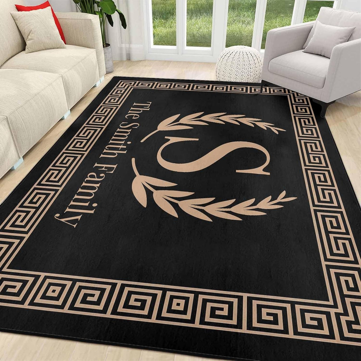 Personalized Family Name Initials Monogram Pink Rug, Shining Butterfly Printed Carpets for Girls Kids Butterfly Theme Living Room Indoor Bedroom Decor 5'×7' Soft Polyester Yoga Mat
