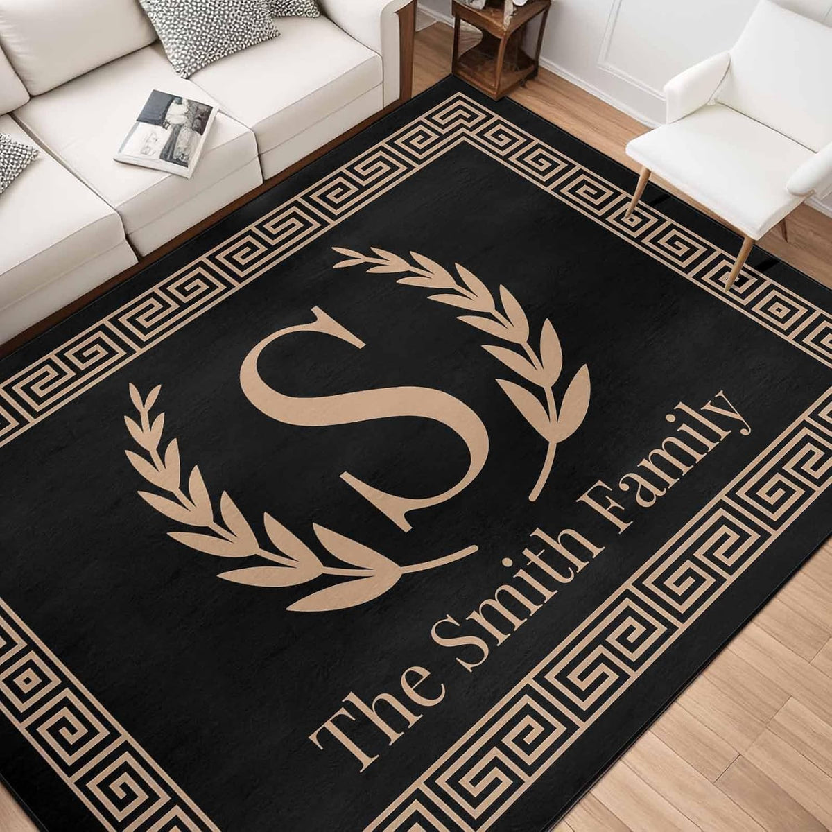 Personalized Family Name Initials Monogram Pink Rug, Shining Butterfly Printed Carpets for Girls Kids Butterfly Theme Living Room Indoor Bedroom Decor 5'×7' Soft Polyester Yoga Mat