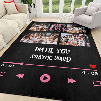 Personalized Family Name Initials Monogram Pink Rug, Shining Butterfly Printed Carpets for Girls Kids Butterfly Theme Living Room Indoor Bedroom Decor 5'×7' Soft Polyester Yoga Mat