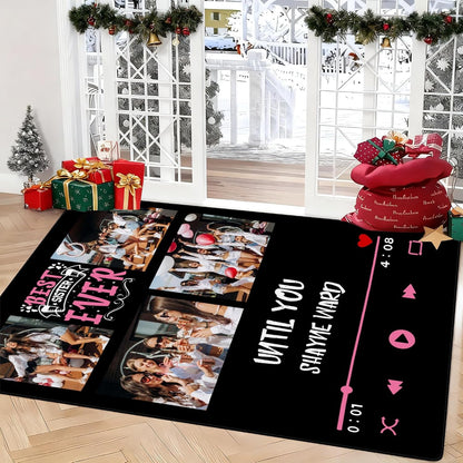 Personalized Family Name Initials Monogram Pink Rug, Shining Butterfly Printed Carpets for Girls Kids Butterfly Theme Living Room Indoor Bedroom Decor 5'×7' Soft Polyester Yoga Mat