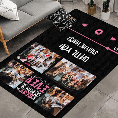Personalized Family Name Initials Monogram Pink Rug, Shining Butterfly Printed Carpets for Girls Kids Butterfly Theme Living Room Indoor Bedroom Decor 5'×7' Soft Polyester Yoga Mat
