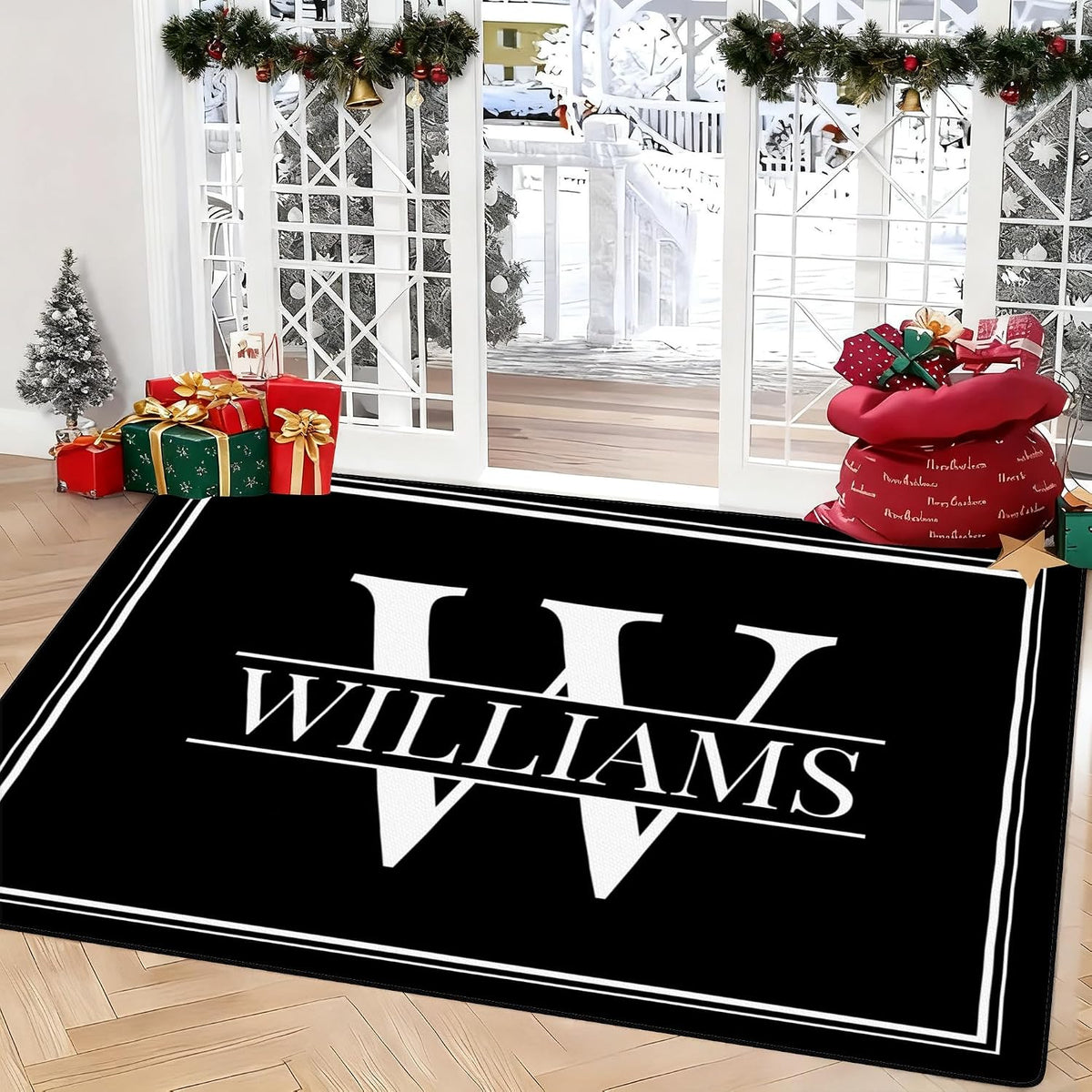 Personalized Family Name Initials Monogram Pink Rug, Shining Butterfly Printed Carpets for Girls Kids Butterfly Theme Living Room Indoor Bedroom Decor 5'×7' Soft Polyester Yoga Mat