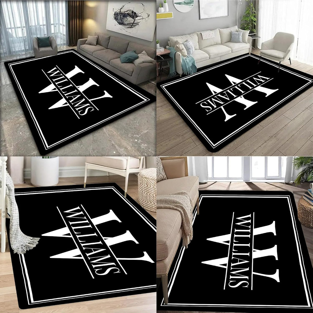 Personalized Family Name Initials Monogram Pink Rug, Shining Butterfly Printed Carpets for Girls Kids Butterfly Theme Living Room Indoor Bedroom Decor 5'×7' Soft Polyester Yoga Mat