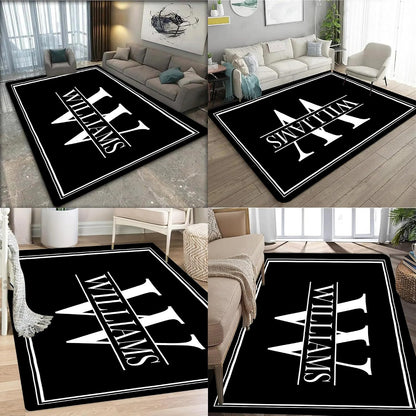 Personalized Family Name Initials Monogram Pink Rug, Shining Butterfly Printed Carpets for Girls Kids Butterfly Theme Living Room Indoor Bedroom Decor 5'×7' Soft Polyester Yoga Mat