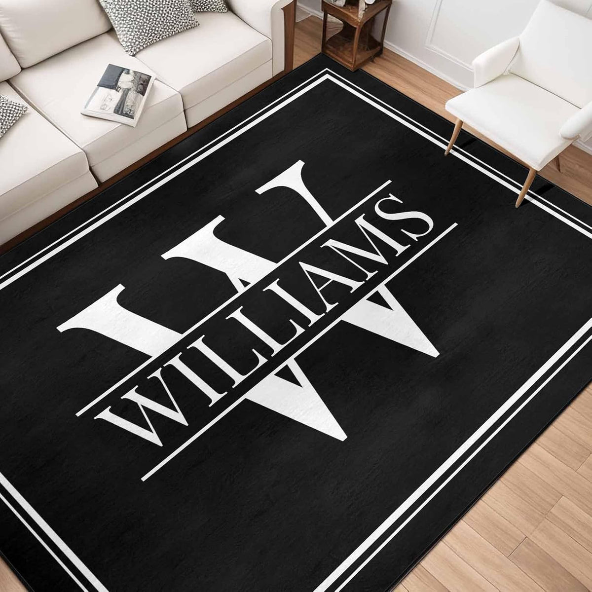 Personalized Family Name Initials Monogram Pink Rug, Shining Butterfly Printed Carpets for Girls Kids Butterfly Theme Living Room Indoor Bedroom Decor 5'×7' Soft Polyester Yoga Mat