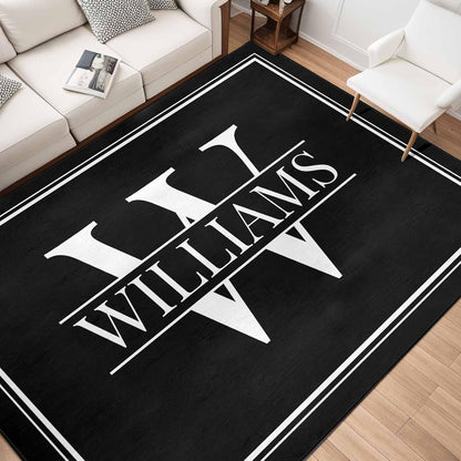 Personalized Family Name Initials Monogram Pink Rug, Shining Butterfly Printed Carpets for Girls Kids Butterfly Theme Living Room Indoor Bedroom Decor 5'×7' Soft Polyester Yoga Mat