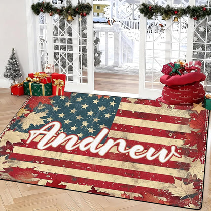 Personalized Family Name Initials Monogram Pink Rug, Shining Butterfly Printed Carpets for Girls Kids Butterfly Theme Living Room Indoor Bedroom Decor 5'×7' Soft Polyester Yoga Mat