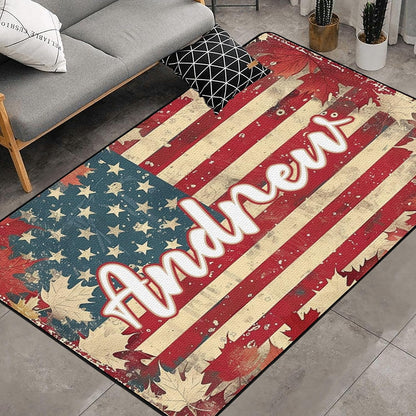 Personalized Family Name Initials Monogram Pink Rug, Shining Butterfly Printed Carpets for Girls Kids Butterfly Theme Living Room Indoor Bedroom Decor 5'×7' Soft Polyester Yoga Mat