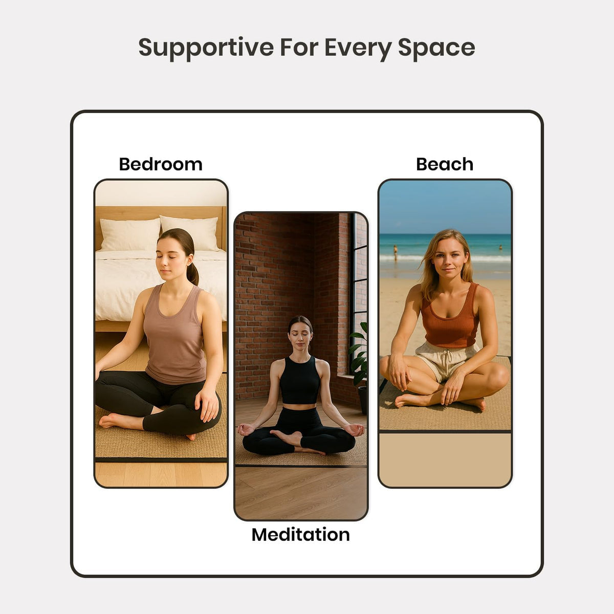 LFH Home Handmade Straw Yoga Mat For Exercise, Workout, Fitness - Perfect Heavy Quality Eco Friendly Natural Straw Reversible Yoga Mat for Men & Women - 72x24 Inch