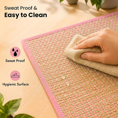 LFH Home Handmade Straw Yoga Mat For Exercise, Workout, Fitness - Perfect Heavy Quality Eco Friendly Natural Straw Reversible Yoga Mat for Men & Women - 72x24 Inch