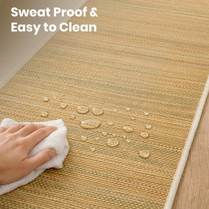 LFH Home Handmade Straw Yoga Mat For Exercise, Workout, Fitness - Perfect Heavy Quality Eco Friendly Natural Straw Reversible Yoga Mat for Men & Women - 72x24 Inch