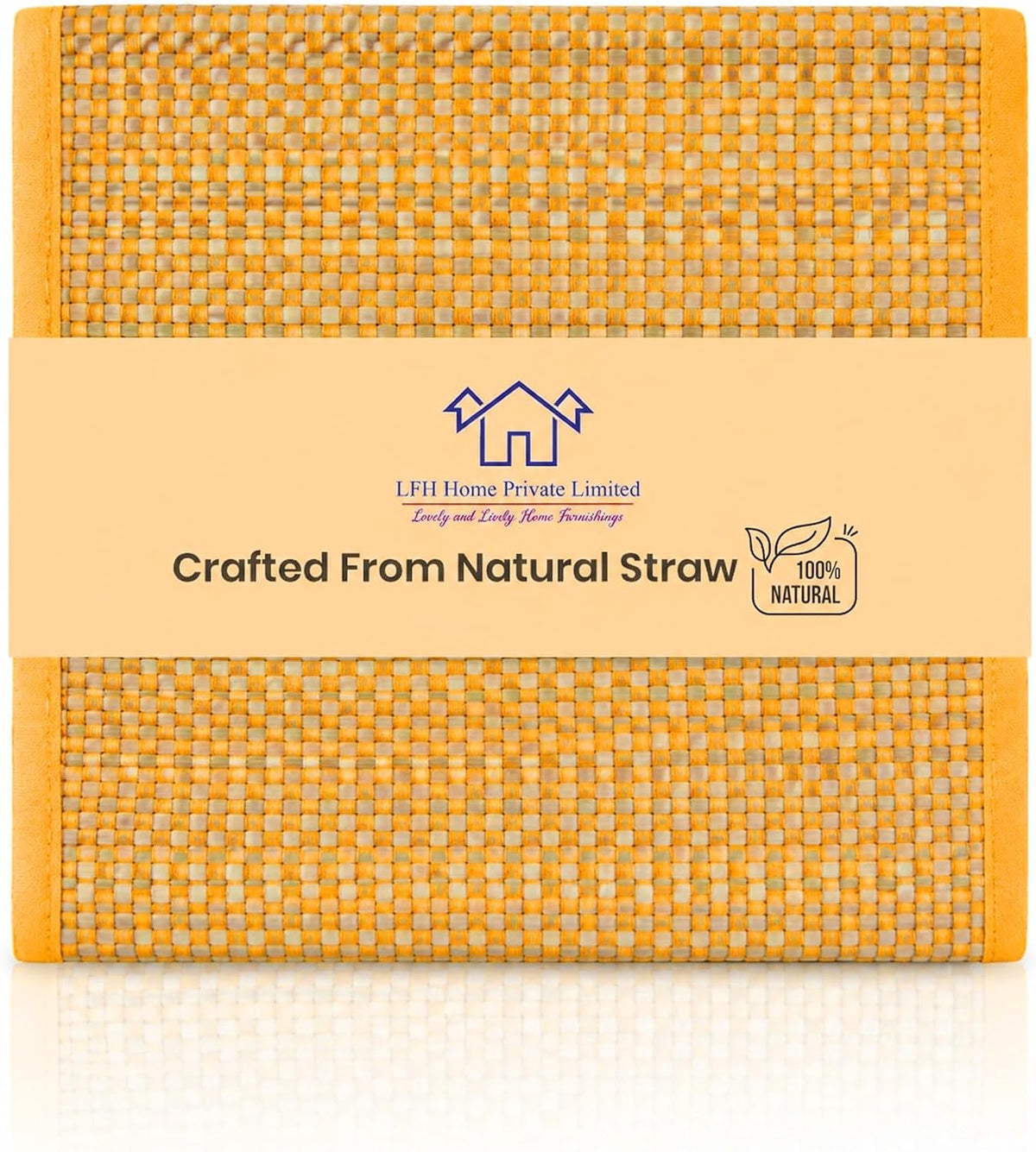 LFH Home Handmade Straw Yoga Mat For Exercise, Workout, Fitness - Perfect Heavy Quality Eco Friendly Natural Straw Reversible Yoga Mat for Men & Women - 72x24 Inch