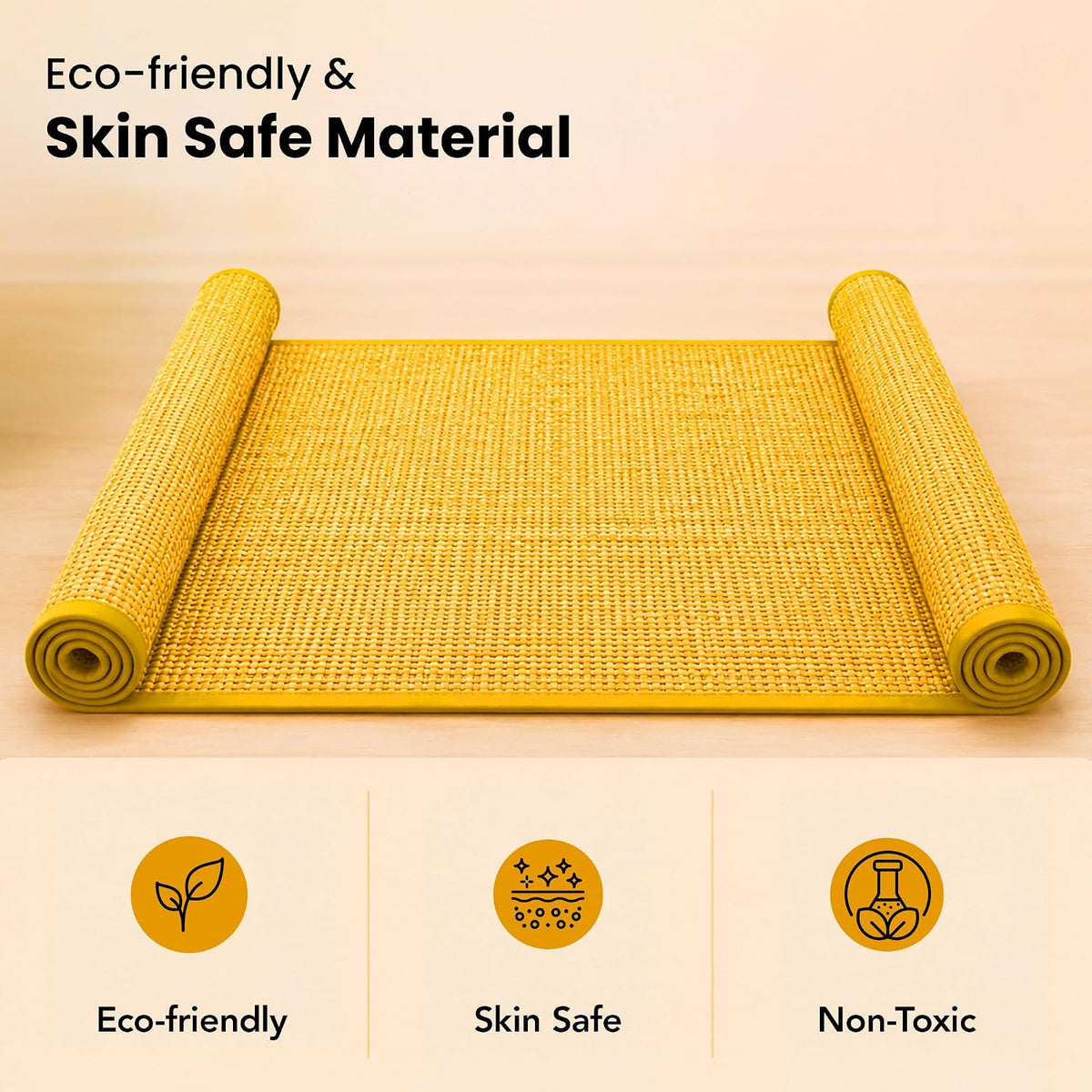LFH Home Handmade Straw Yoga Mat For Exercise, Workout, Fitness - Perfect Heavy Quality Eco Friendly Natural Straw Reversible Yoga Mat for Men & Women - 72x24 Inch