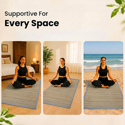 LFH Home Handmade Straw Yoga Mat For Exercise, Workout, Fitness - Perfect Heavy Quality Eco Friendly Natural Straw Reversible Yoga Mat for Men & Women - 72x24 Inch