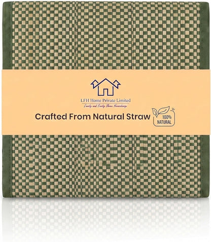 LFH Home Handmade Straw Yoga Mat For Exercise, Workout, Fitness - Perfect Heavy Quality Eco Friendly Natural Straw Reversible Yoga Mat for Men & Women - 72x24 Inch