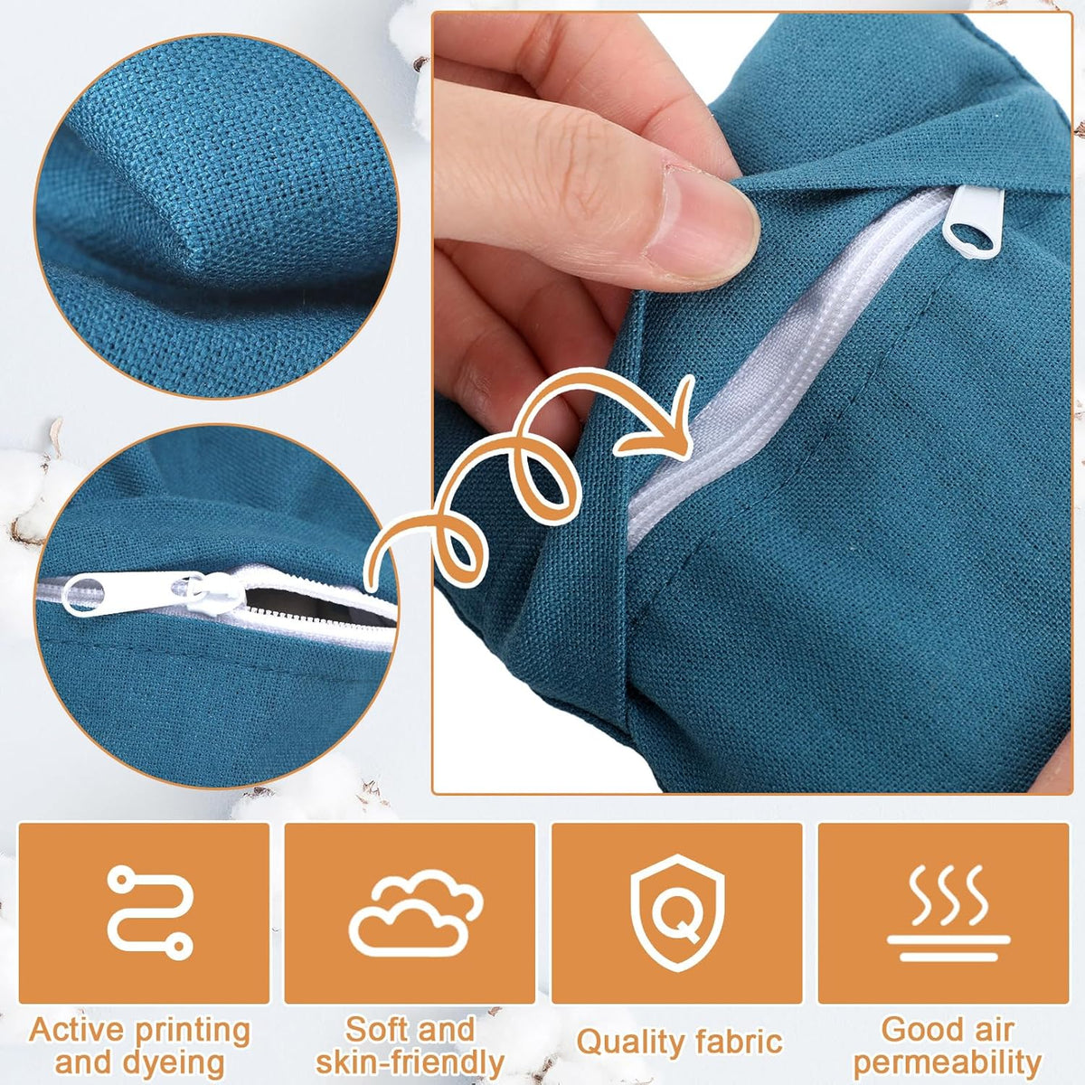 6 Pack Cotton Eye Pillow Cover, for Zipper Yoga Spa