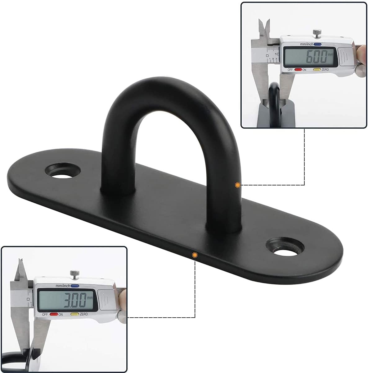 Stainless Steel Ceiling Hooks Pad Eyes Plate 4pcs 2.4" Heavy Duty Hardware Hooks with Screws and Plastic Anchors Wall Mount Top Hook Hanging for Yoga Hammock Boat Sandbag Plant Basket