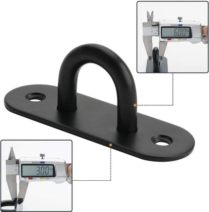Stainless Steel Ceiling Hooks Pad Eyes Plate 4pcs 2.4" Heavy Duty Hardware Hooks with Screws and Plastic Anchors Wall Mount Top Hook Hanging for Yoga Hammock Boat Sandbag Plant Basket