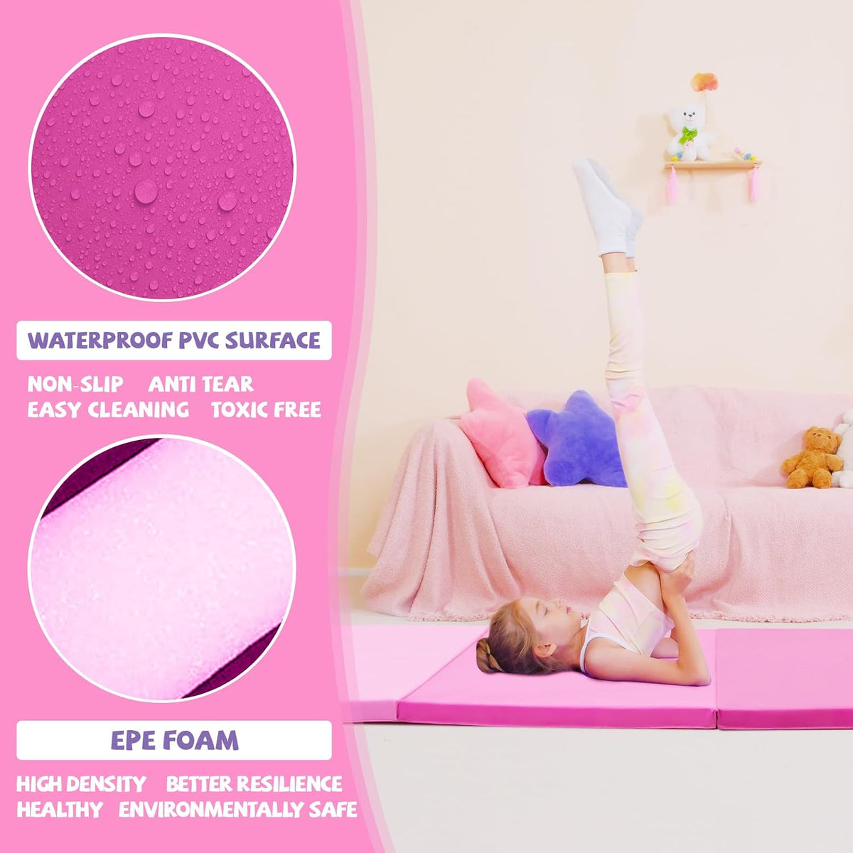 Gymnastics Tumbling Mats Foldable Gym Tumble Mat for Kids