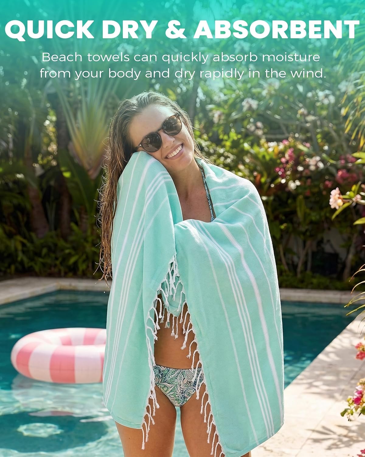 Antfuny Turkish Beach Towels Vacation Quick Dry Sand Free Oversized Bath Pool Swim Towel Extra Large XL Blanket Adult Travel Cruise Accessories
