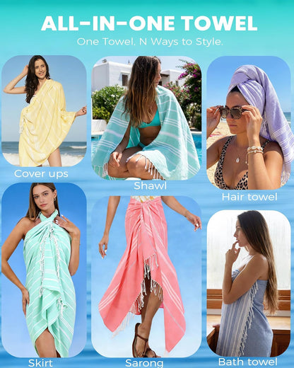 Antfuny Turkish Beach Towels Vacation Quick Dry Sand Free Oversized Bath Pool Swim Towel Extra Large XL Blanket Adult Travel Cruise Accessories