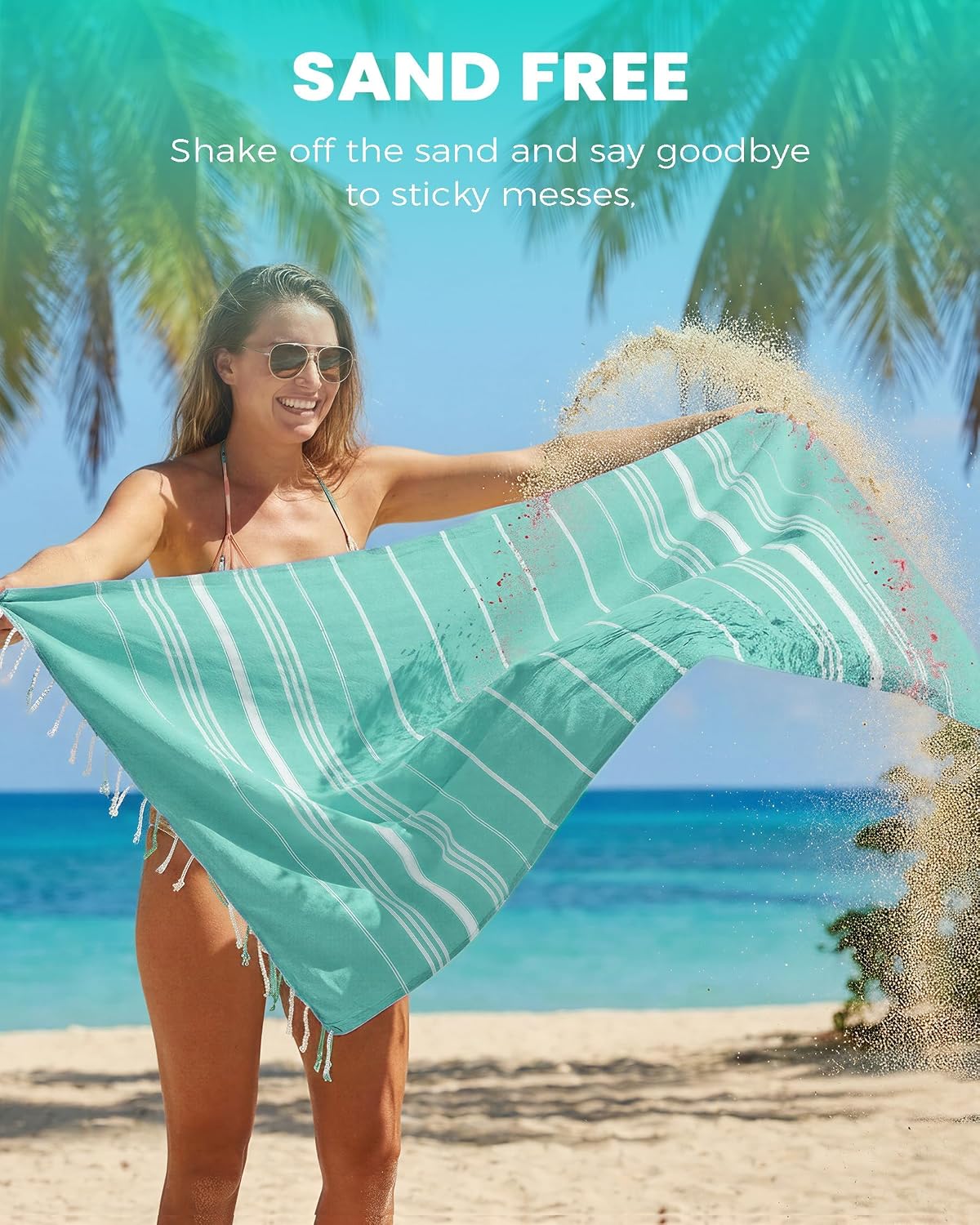 Antfuny Turkish Beach Towels Vacation Quick Dry Sand Free Oversized Bath Pool Swim Towel Extra Large XL Blanket Adult Travel Cruise Accessories