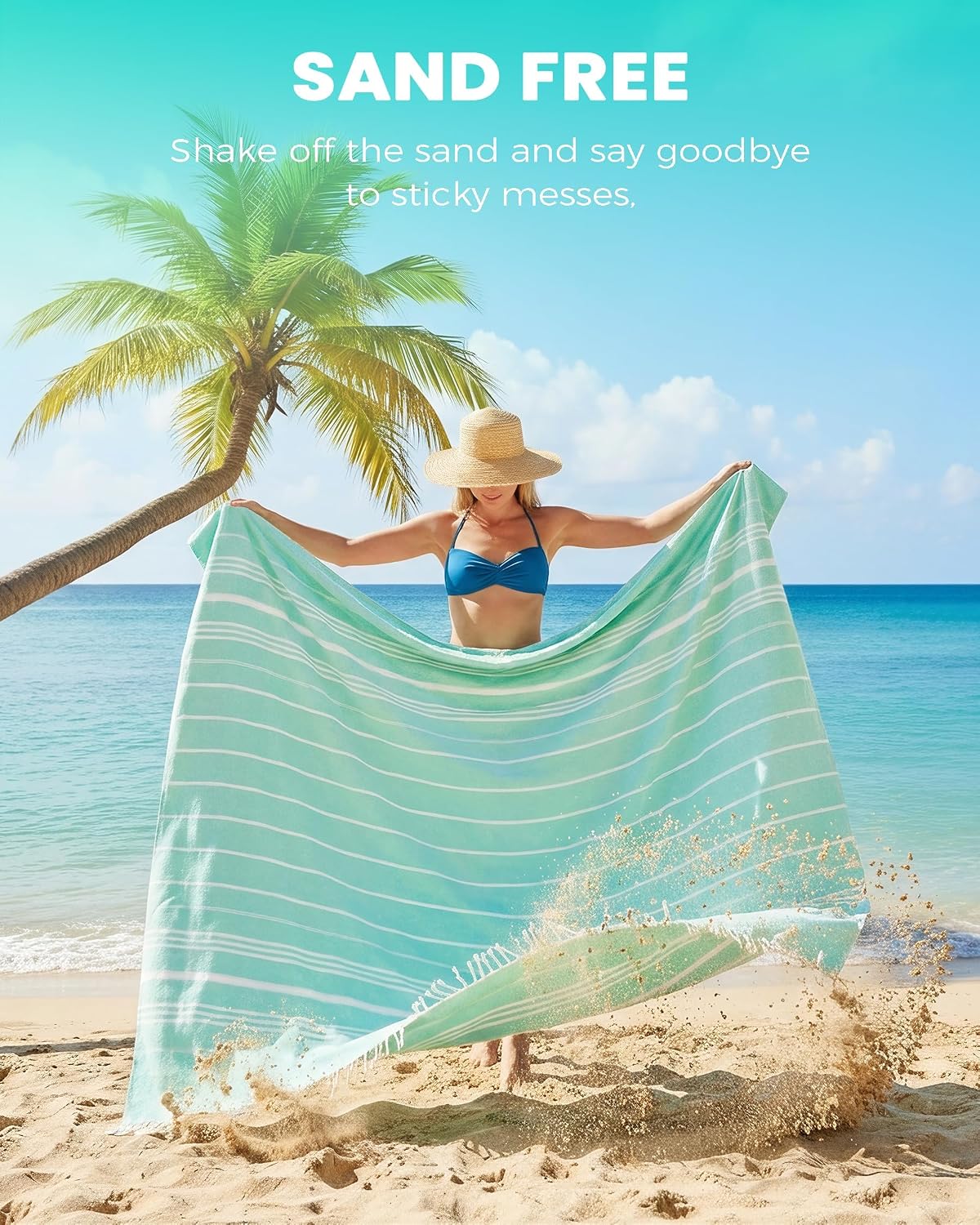 Antfuny Turkish Beach Towels Vacation Quick Dry Sand Free Oversized Bath Pool Swim Towel Extra Large XL Blanket Adult Travel Cruise Accessories