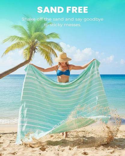 Antfuny Turkish Beach Towels Vacation Quick Dry Sand Free Oversized Bath Pool Swim Towel Extra Large XL Blanket Adult Travel Cruise Accessories