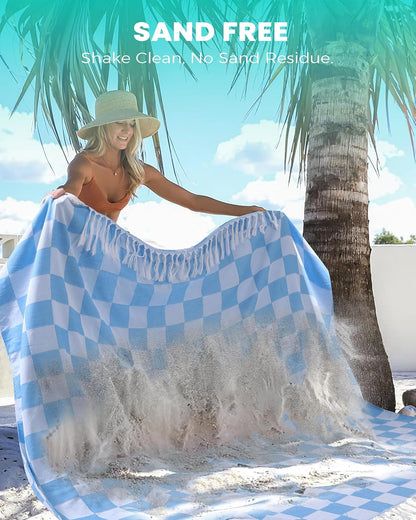 Antfuny Turkish Beach Towels Vacation Quick Dry Sand Free Oversized Bath Pool Swim Towel Extra Large XL Blanket Adult Travel Cruise Accessories