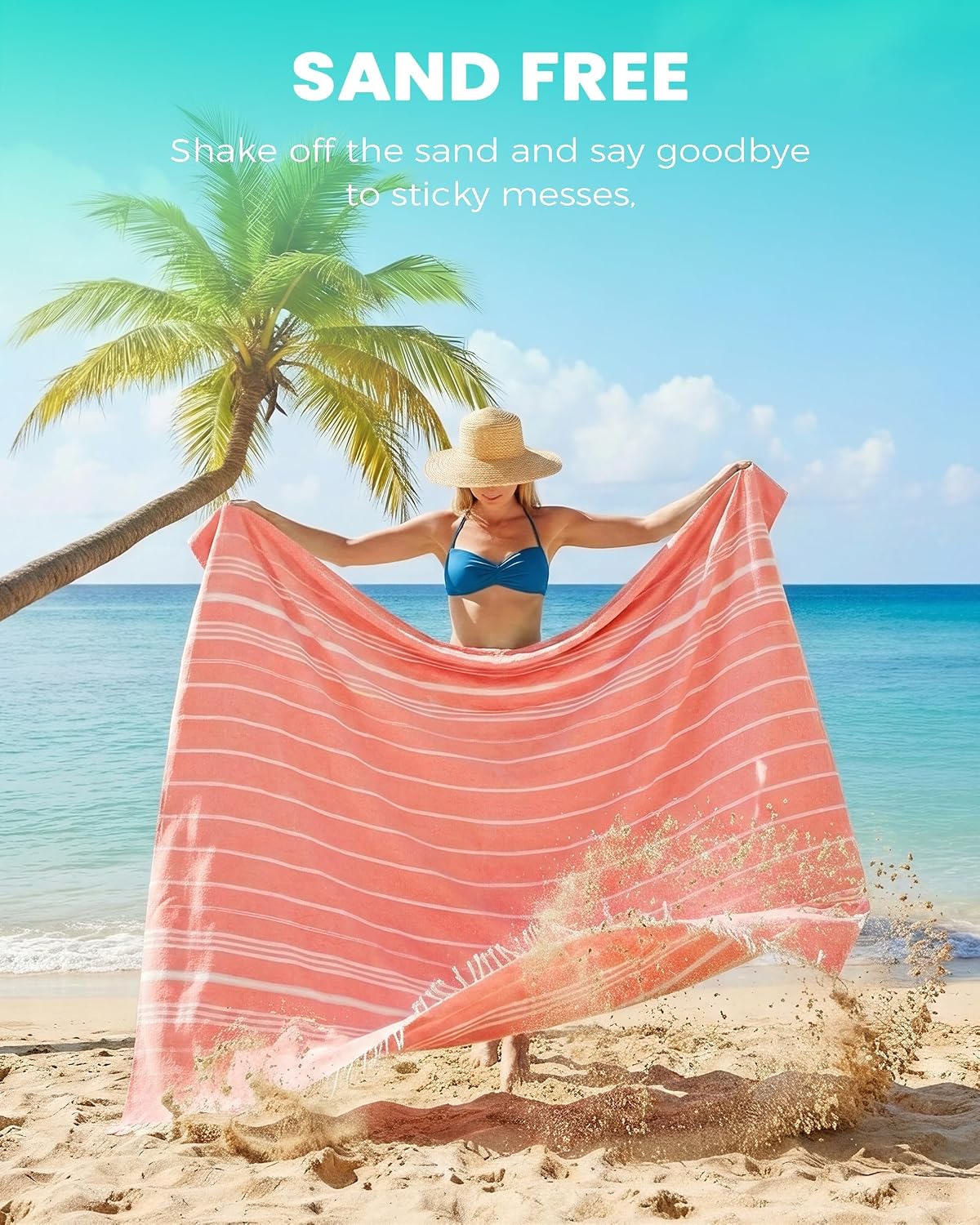 Antfuny Turkish Beach Towels Vacation Quick Dry Sand Free Oversized Bath Pool Swim Towel Extra Large XL Blanket Adult Travel Cruise Accessories