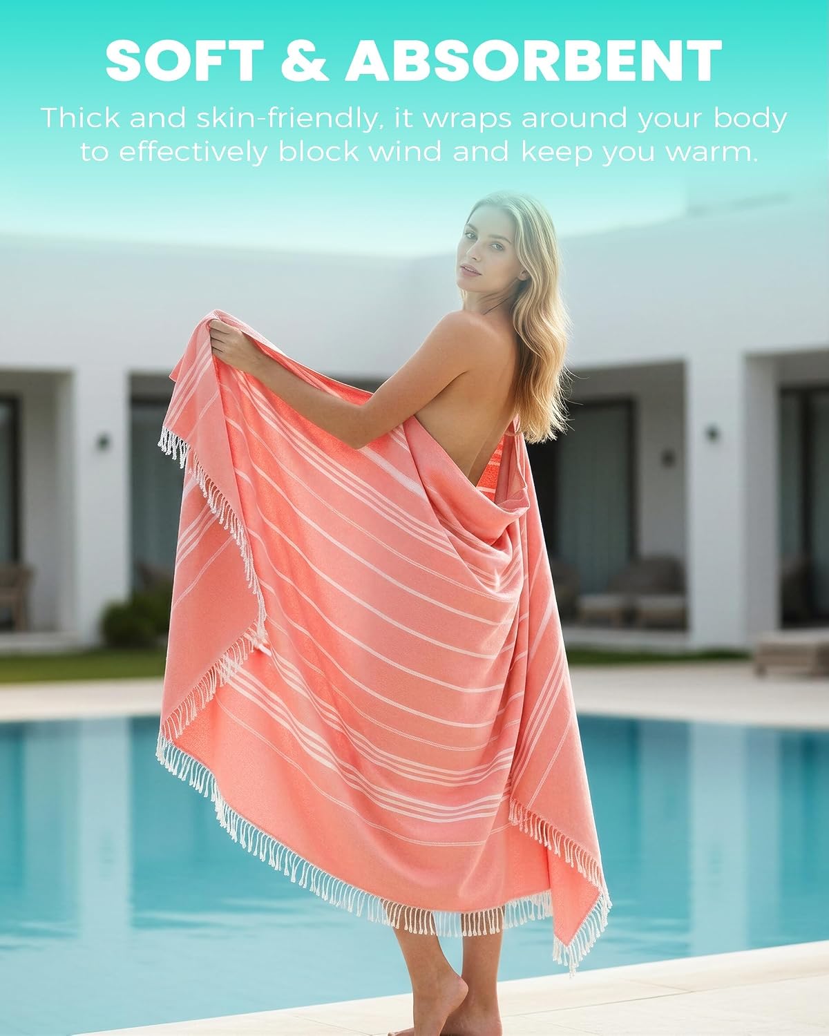 Antfuny Turkish Beach Towels Vacation Quick Dry Sand Free Oversized Bath Pool Swim Towel Extra Large XL Blanket Adult Travel Cruise Accessories