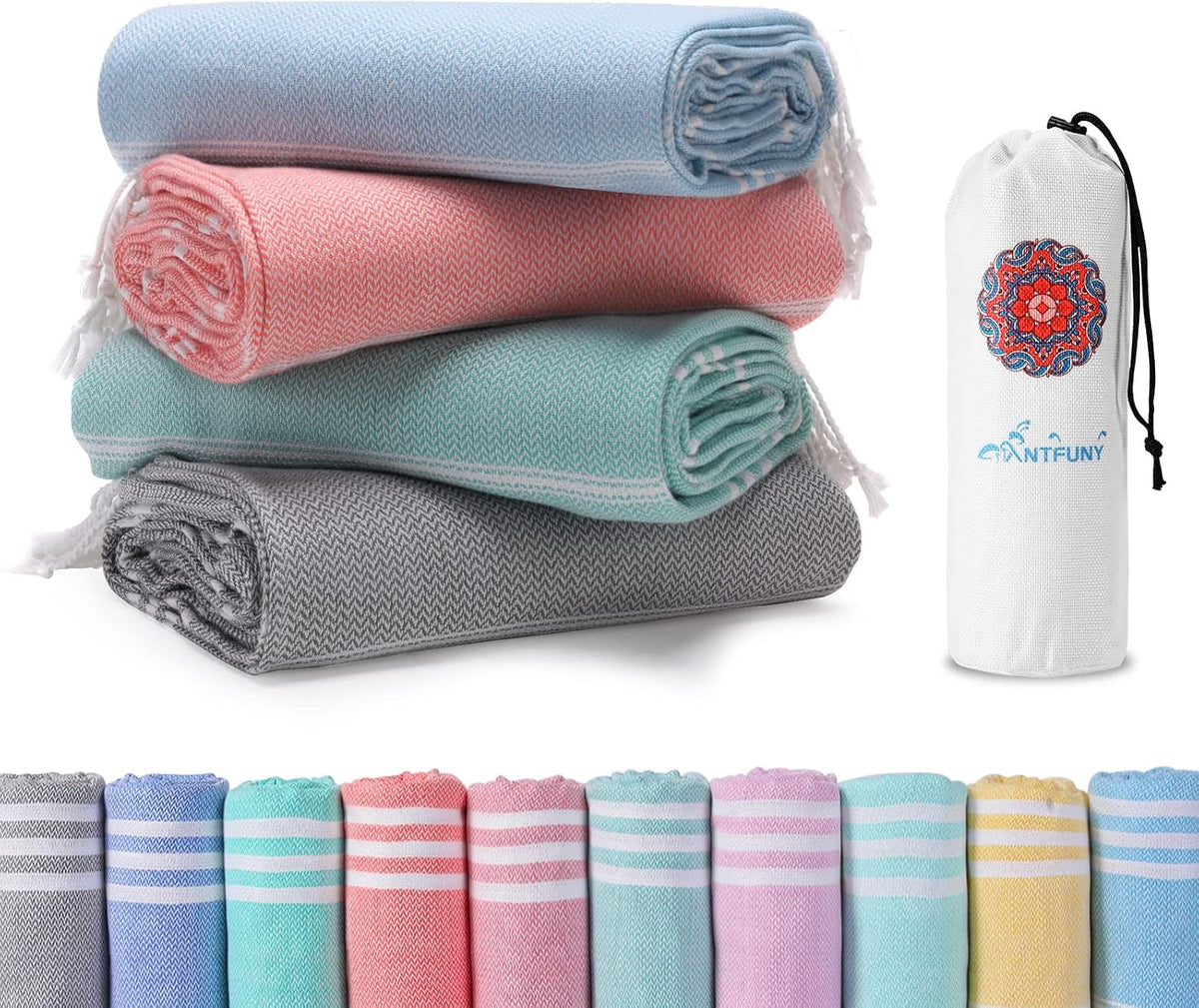 Antfuny Turkish Beach Towels Vacation Quick Dry Sand Free Oversized Bath Pool Swim Towel Extra Large XL Blanket Adult Travel Cruise Accessories