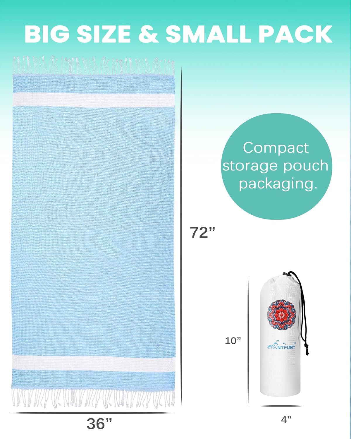 Antfuny Turkish Beach Towels Vacation Quick Dry Sand Free Oversized Bath Pool Swim Towel Extra Large XL Blanket Adult Travel Cruise Accessories