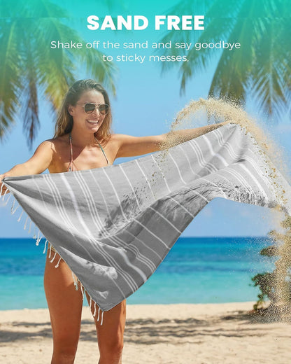 Antfuny Turkish Beach Towels Vacation Quick Dry Sand Free Oversized Bath Pool Swim Towel Extra Large XL Blanket Adult Travel Cruise Accessories
