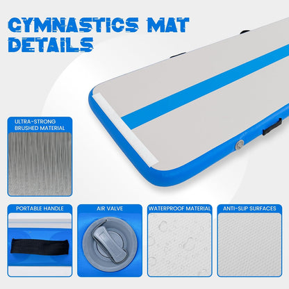 Inflatable Gymnastics Tumbling Mat Tumble Track Thickness Floor Mat With Electric Air Pump for Gymnastics/Training/Home/Cheerleading/Water/Gym/Yoga