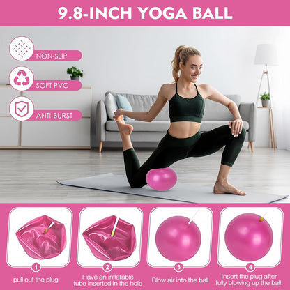 13 PCS Pilates Essentials Kit for Women,Pilates Ring and Yoga Ball & Accessories, with Resistance Bands for Home Workouts,Pilates,Yoga